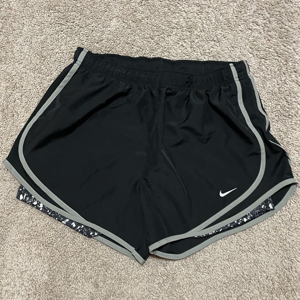 Nike Women's Dri-Fit Black and Gray Athletic Shorts